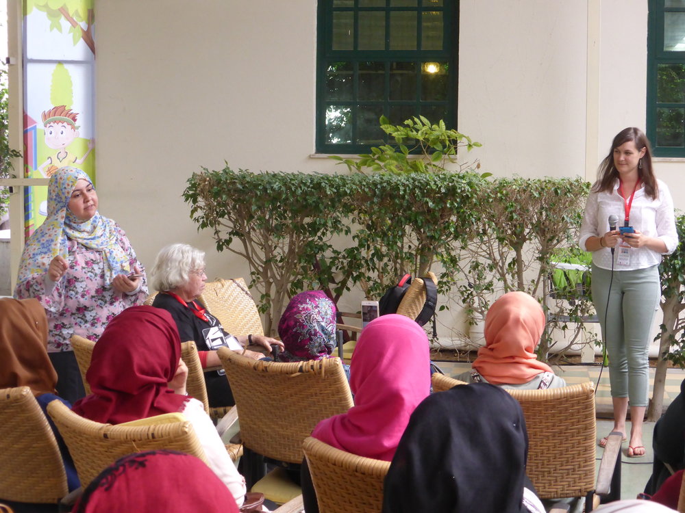 Dalia, GSG's social media coordinator, translating for me at the Gaza Geekettes meetup